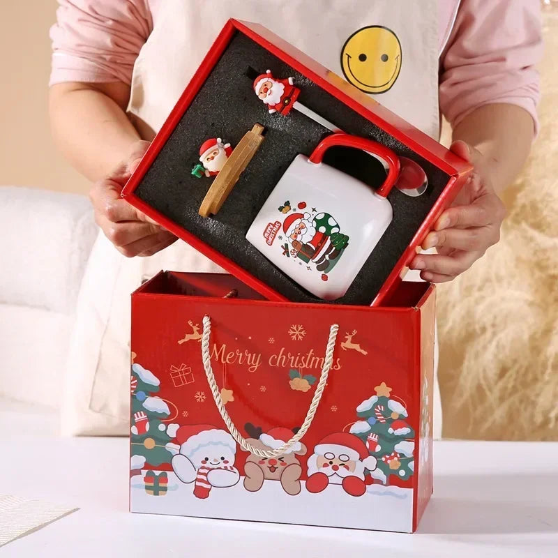 Mug Gift Box Ceramic Mug Christmas Gift Ceramic Mug with Lid with Spoon Set Cup Coffee Cup Christmas Dropshipping