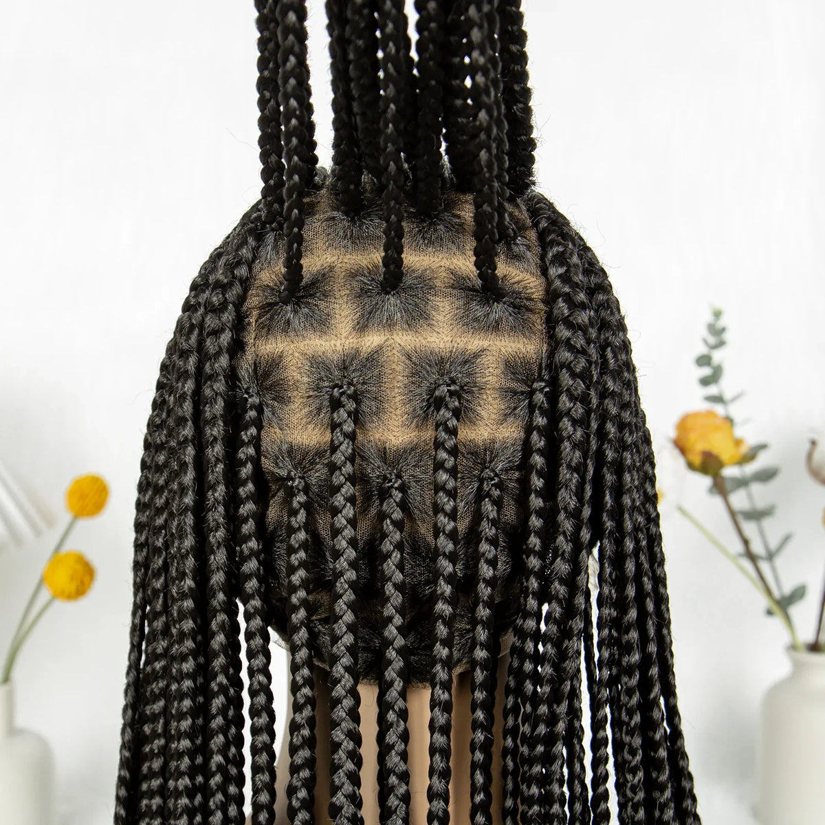 HD Transparent Full Lace Knotless Box Braids Wig | Cornrows Accent