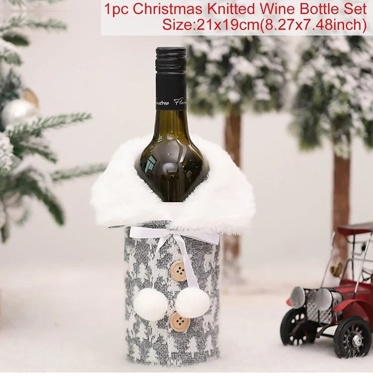 Merry Christmas Decoration for Home 2024 Santa Claus Wine Bottle Cover Snowman Stocking Gift Holders Xmas Navidad Decor New Year
