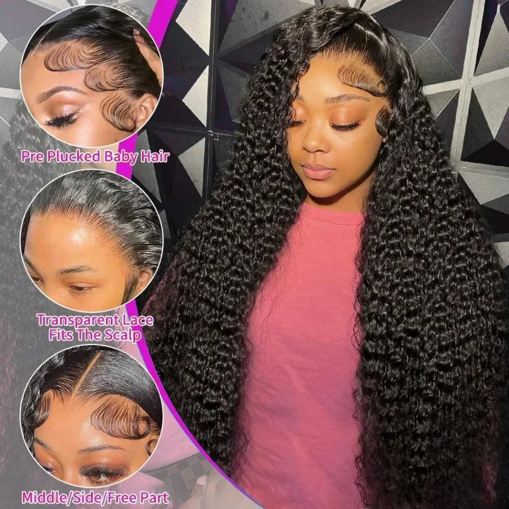 Deep Wave 13x6 HD Transparent Lace Front Human Hair Wig | Brazilian Water Wave 13x4 Lace Frontal & 4x4 Lace Wigs for Women