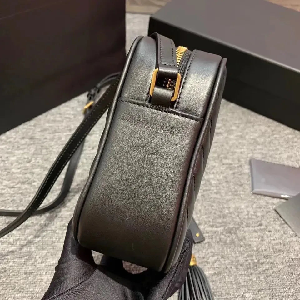 Fashionable Versatile Cow Leather Women's Bag | Small Square Crossbody Shoulder Bag & Single Handle Wristlet (For Camera)