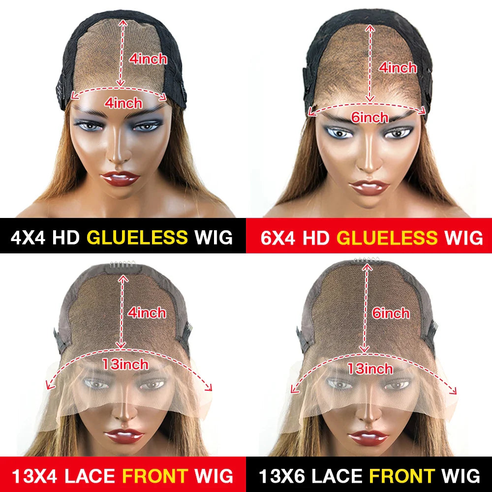 Highlight Glueless Human Hair Wig | Ready-to-Wear 200% Density Ombre Straight 13x6 HD Lace Frontal Wig (Pre-Plucked, Pre-Cut)