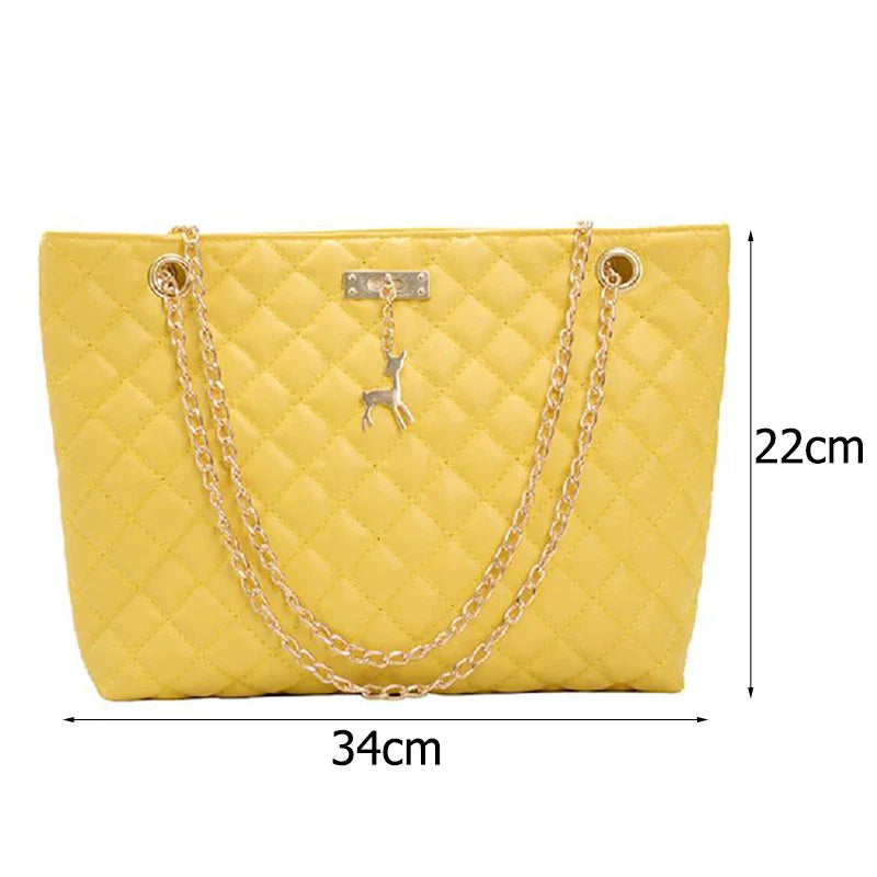 Classic Diamond Lattice Handbag | Fashion Women's Large Capacity Top-handle Bags & Pure Color Thin Chain Shoulder Crossbody Bag