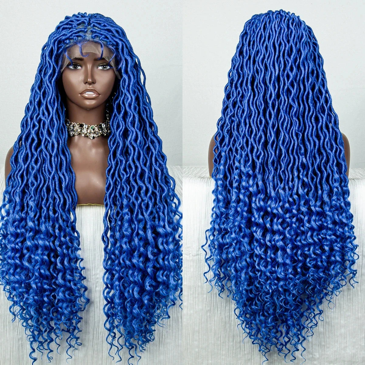 Colorful Dreadlocks & Water Wave Braids Wig | Lace Front | Baby Hair