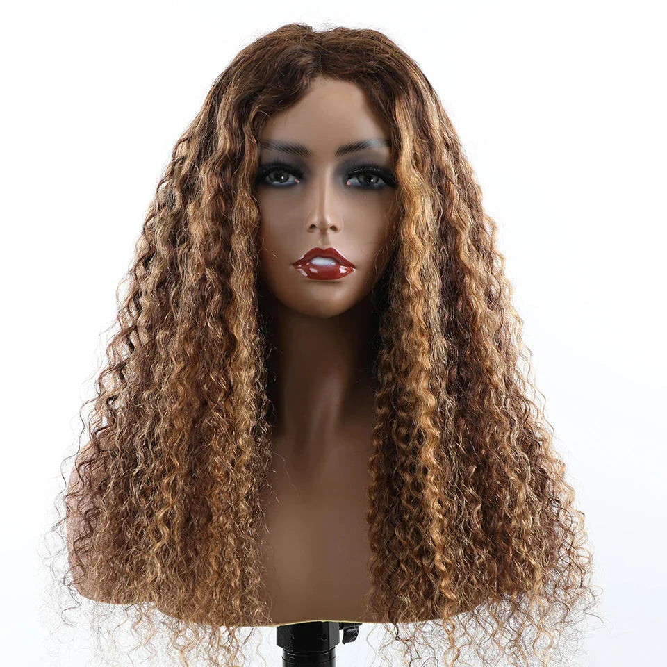 Ombre 4/27 Honey Blonde Water Wave HD Lace Front Human Hair Wig | Glueless & Pre-Cut 6x4 Closure