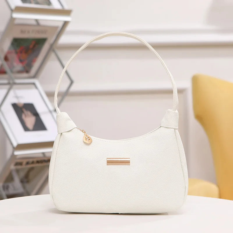 Women's Retro Solid Color PU Leather Handbag | Fashion Shoulder Underarm Casual Hobo Bag for Ladies