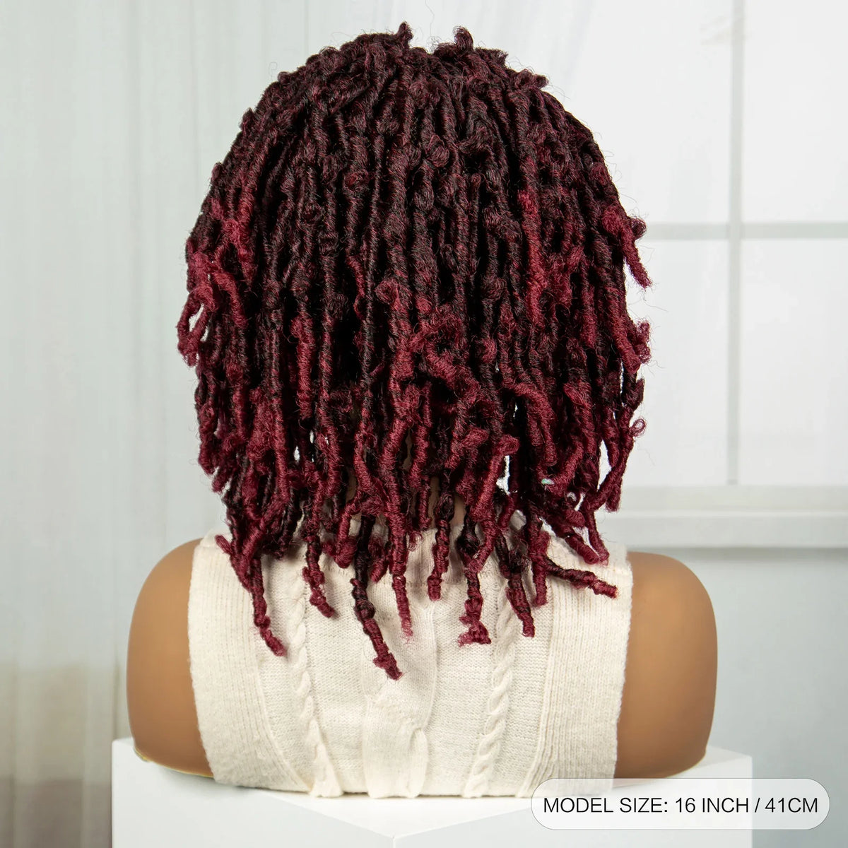 Burgundy Knotless Butterfly Locs Wig | Synthetic Lace Front