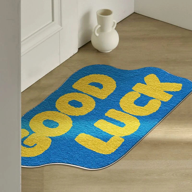 VIKAMAins English Dopamine Imitation Cashmere Carpet Home Decoration Cooling Washable Entryway Carpet Bedroom Door Mat