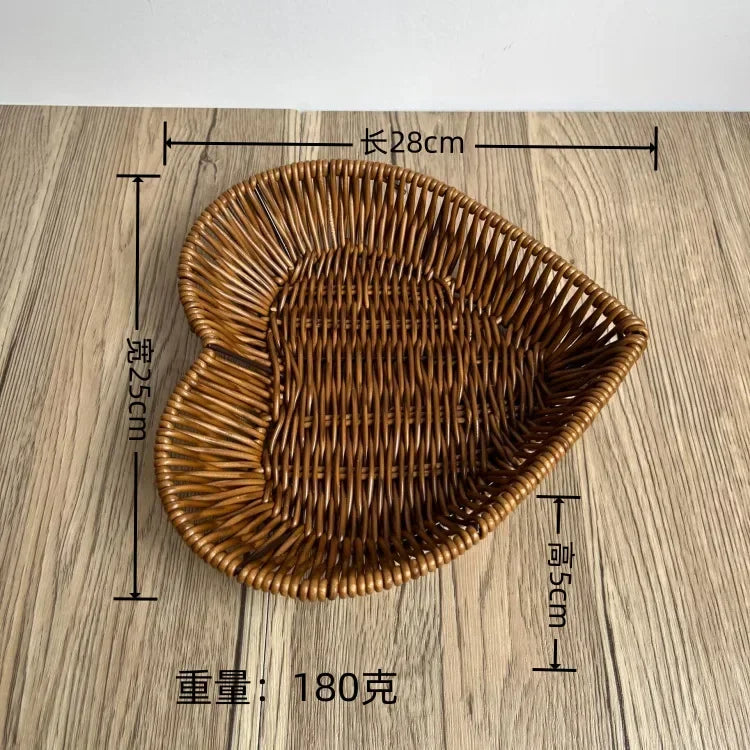 Imitation Rattan Fruit Basket Sundry Storage Basket Hand-Woven Storage Box Home Storage Supplies Tabletop Display Rattan Basket