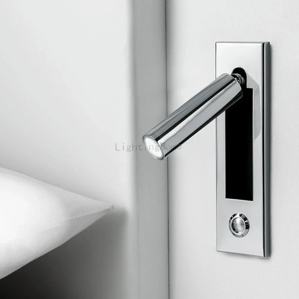 Led Wall Light Night Reading Book Lamp Bed Headboard Lights For Hotel Artistic  Bedside Lamp Push Switch Cree Chip 220V