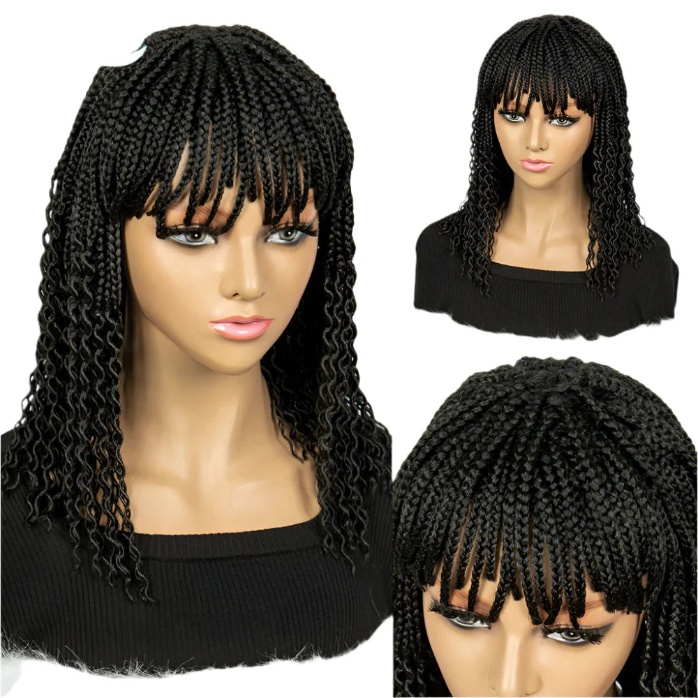 KIMA Colorful Half Twisted Locs Half Braided Bob Wig with Bangs
