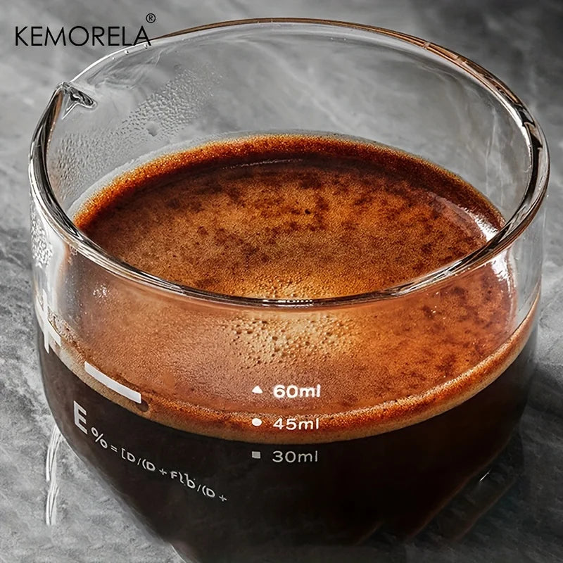 KEMORELA 1/2PCS Espresso Shot Glasses 60ml Clear Scale Measuring Cup Liquid Heavy Glass Coffee Cups Home Barista Accessories