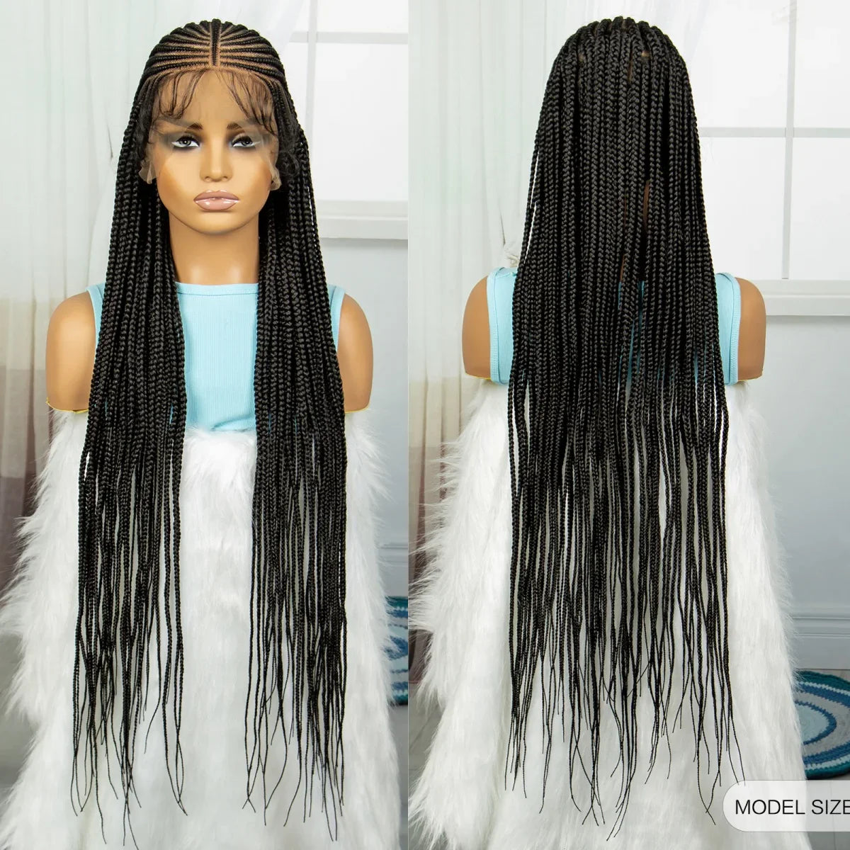 Cornrow Knotless Box Braids Wig | Full Lace Frontal | Baby Hair