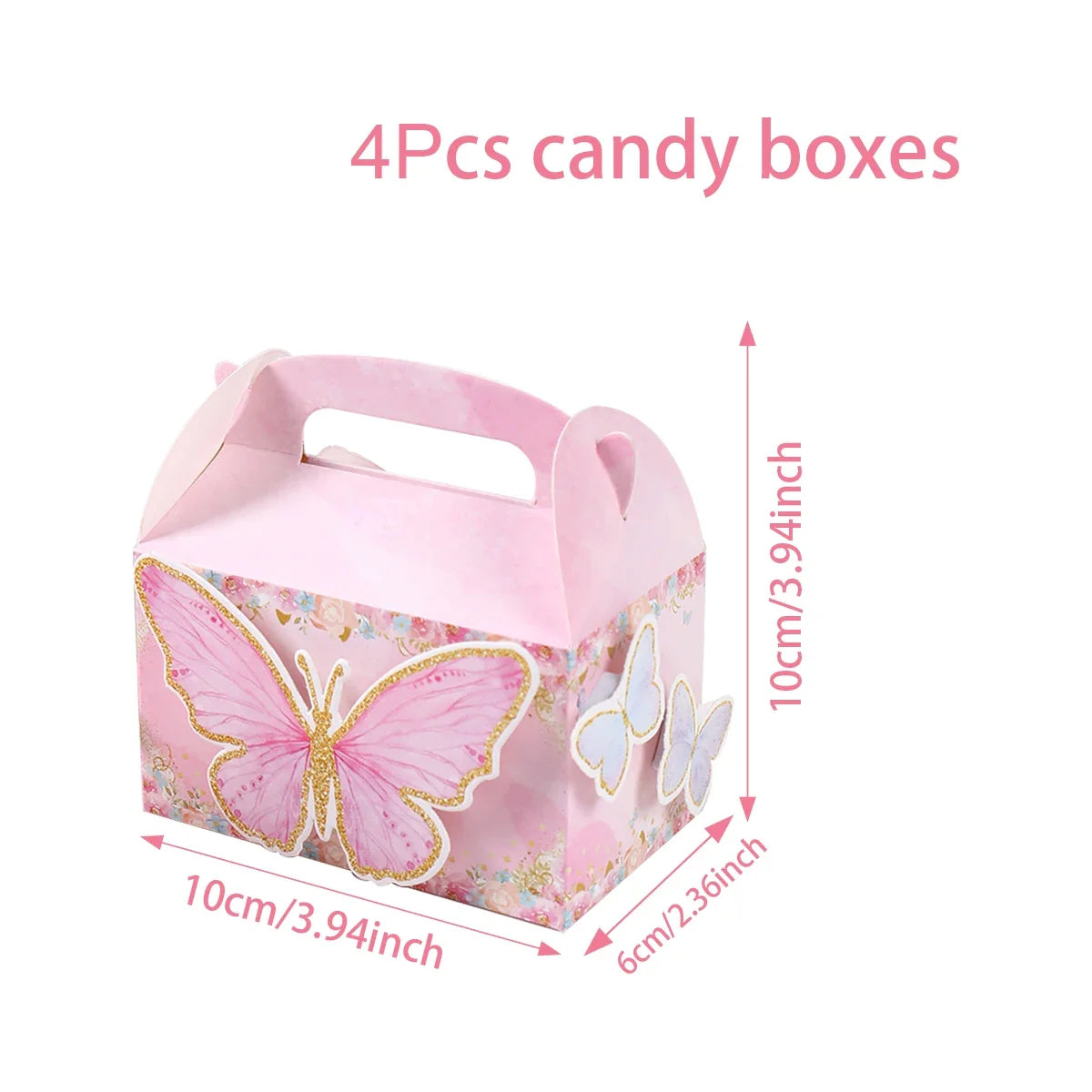 Butterfly Candy Gift Box Pink Purple Butterfly Birthday Party Decorations Kids Wedding Supplies Baby Shower Cookie Biscuit Box