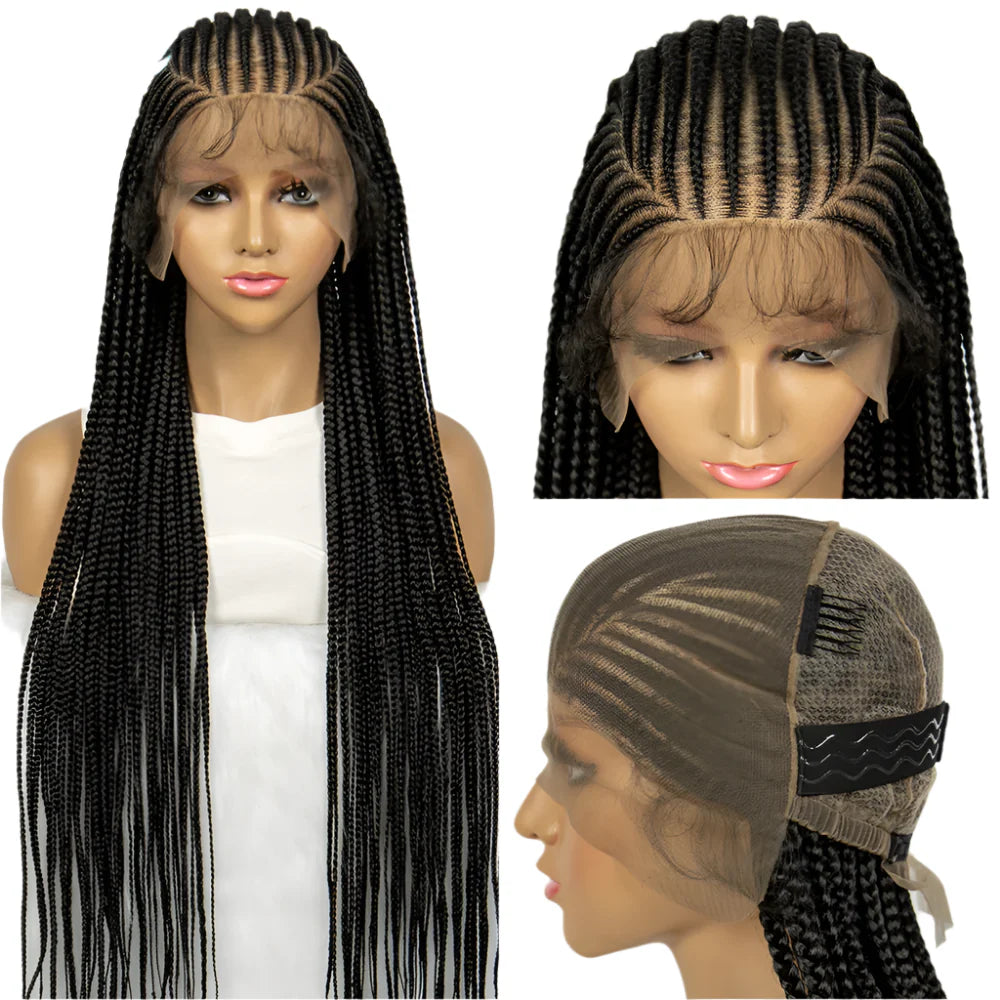 Fulani Cornrow Box Braids Wig | Full Lace | Baby Hair | Black Women