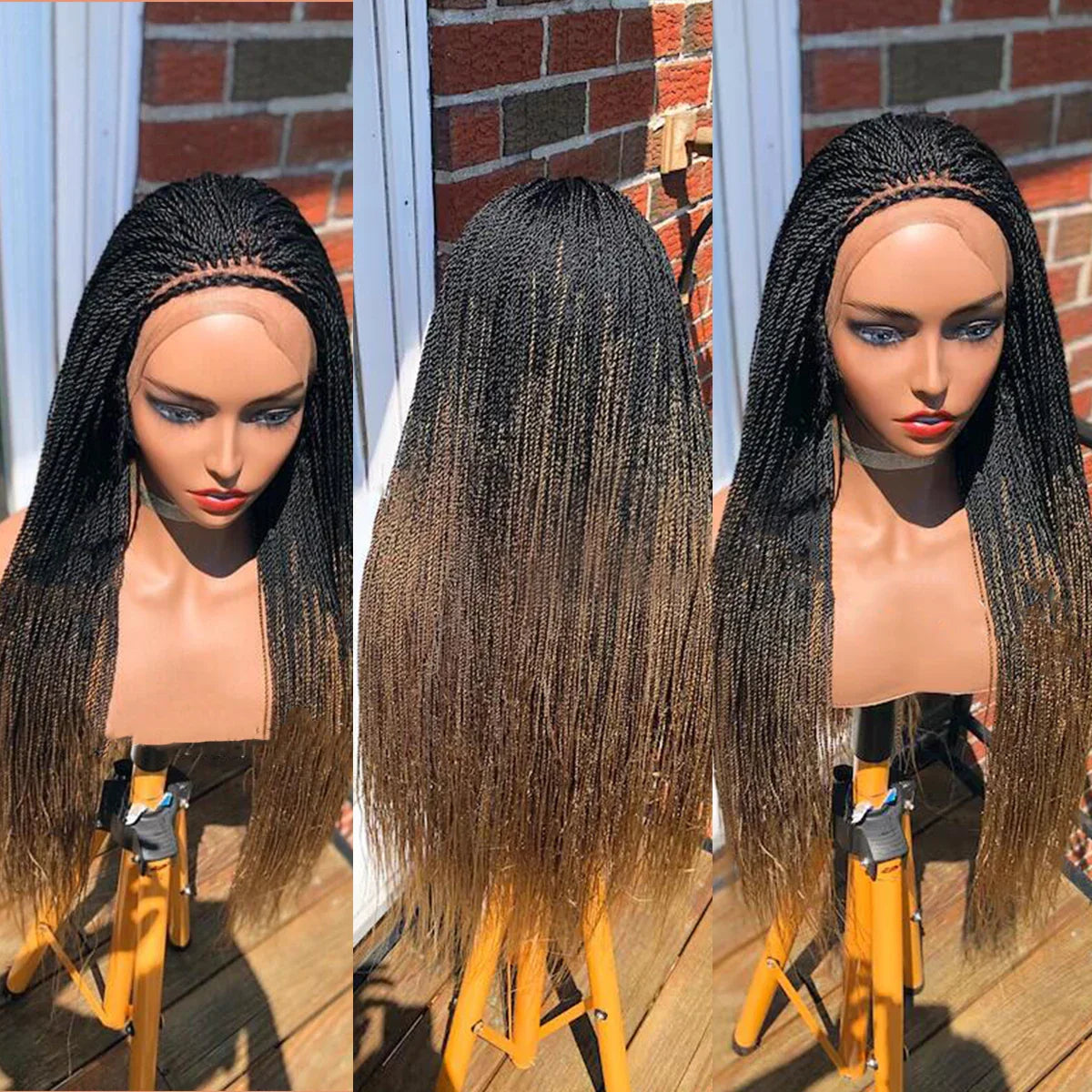 Ombre Blonde Knotless Box Braided Wig | Full Lace Braids Wig | Senegalese Twist, Passion Twist, Faux Locs Styles Available | Kanekalon Hair