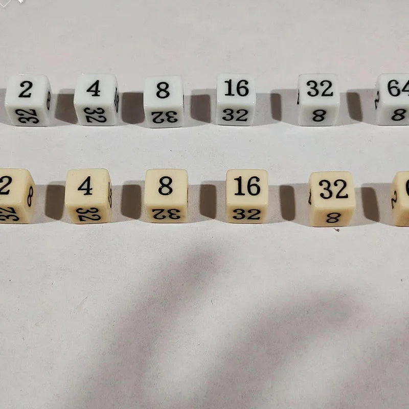 6 Pcs/set 6 Sided Multiple Dice 2 4 8 16 32 64 Funny Puzzle Game  Education Dice 16mm