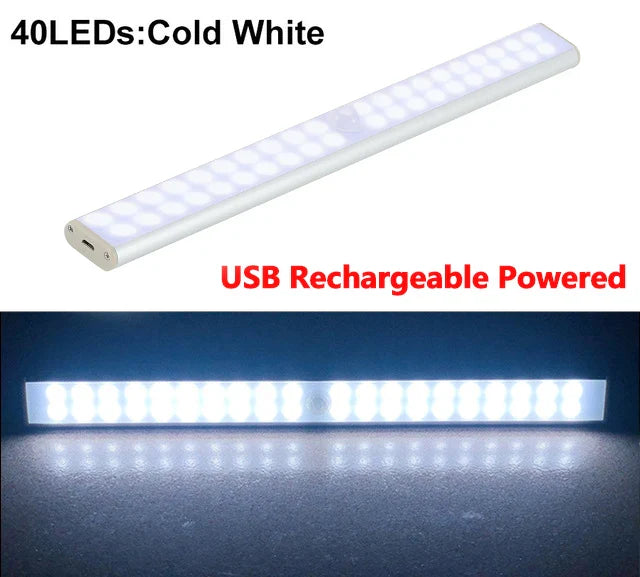 LED Under Cabinet Night Light Motion Sensor Closet Light Kitchen Bedroom Lighting Wall Lamp With Magnetic Strip USB Rechargeable