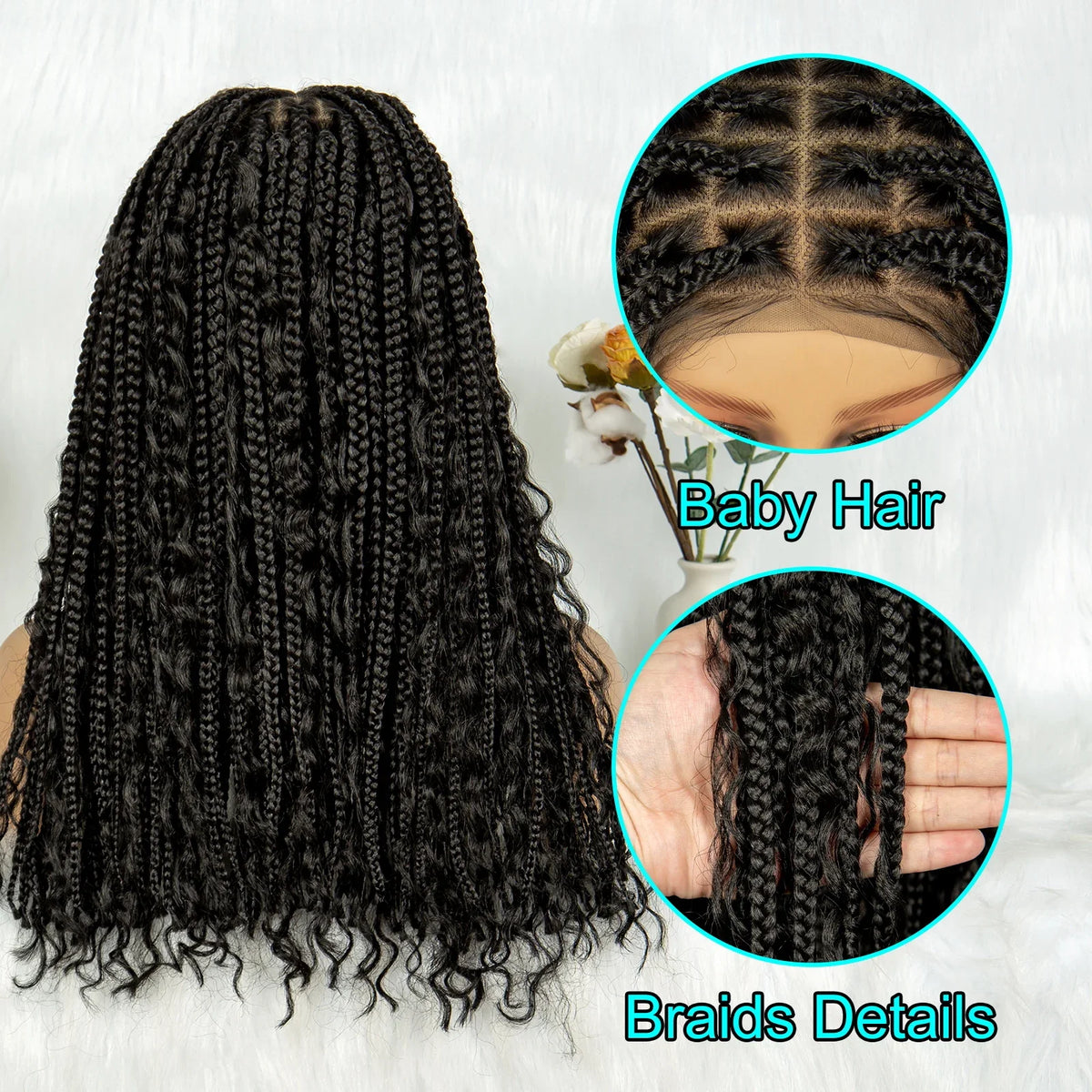 Curly End Box Braids Wig | Lace Front with Baby Hair