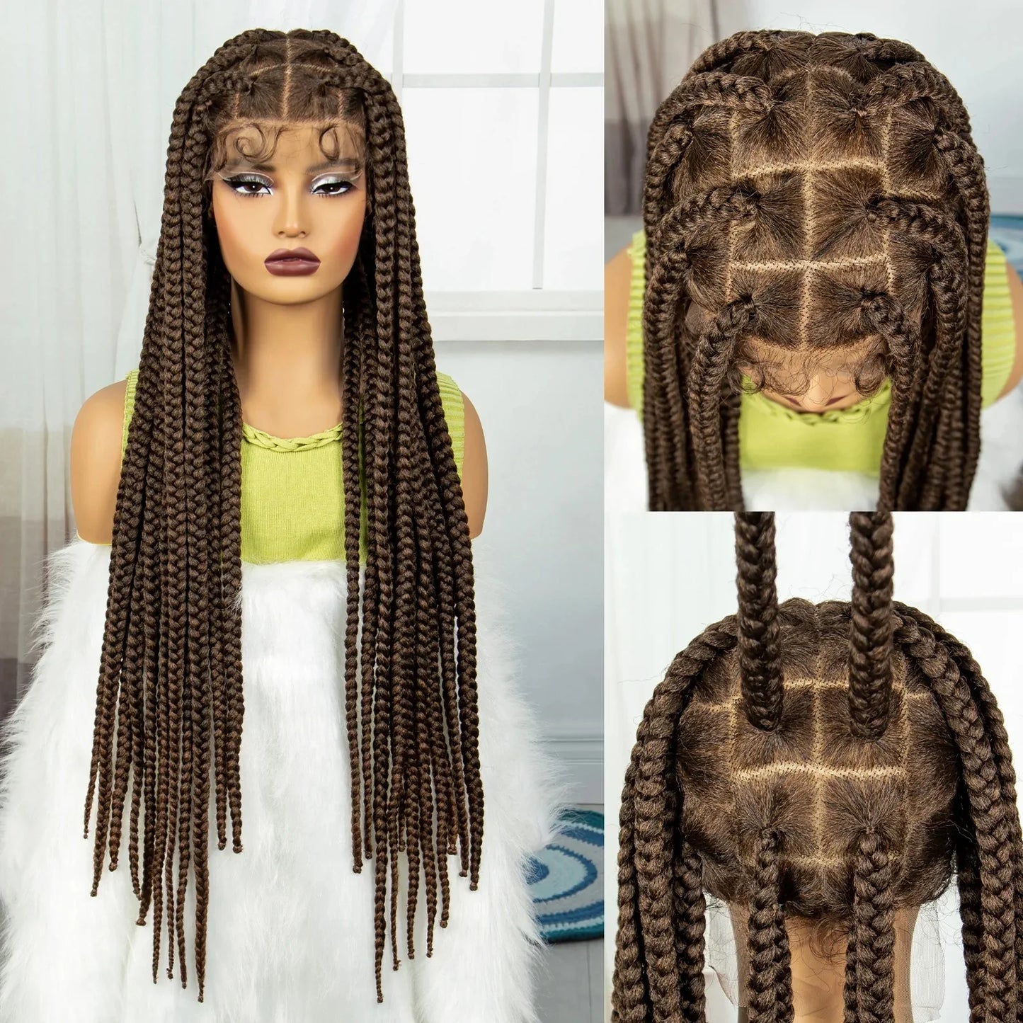 Knotless Twist Braids Full Lace Wig | Straight Synthetic Braids | Baby Hair | Black Women