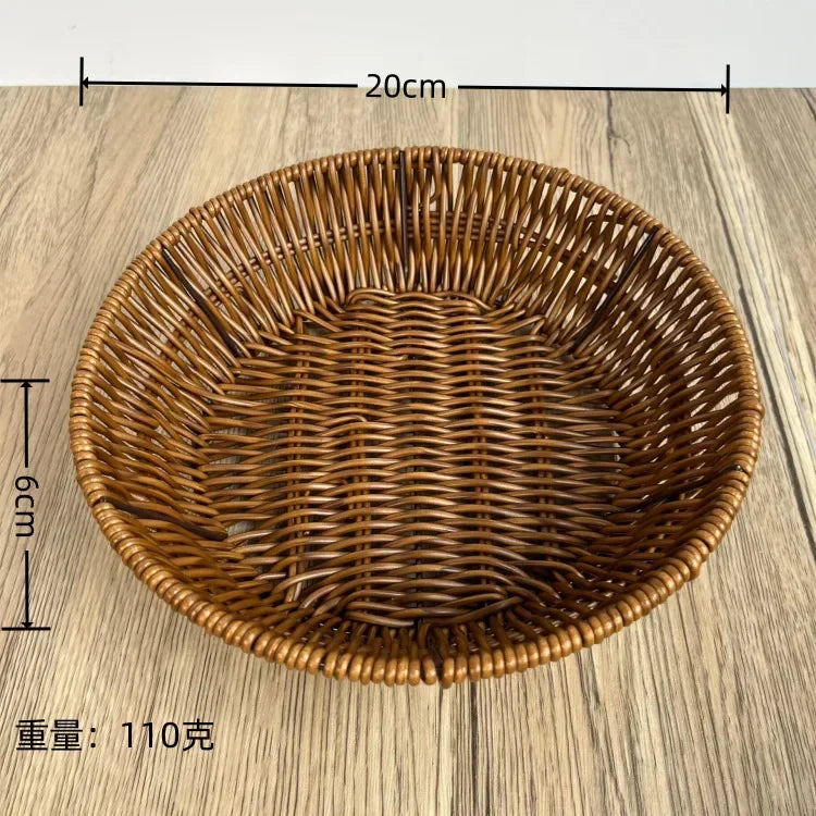 Imitation Rattan Fruit Basket Sundry Storage Basket Hand-Woven Storage Box Home Storage Supplies Tabletop Display Rattan Basket