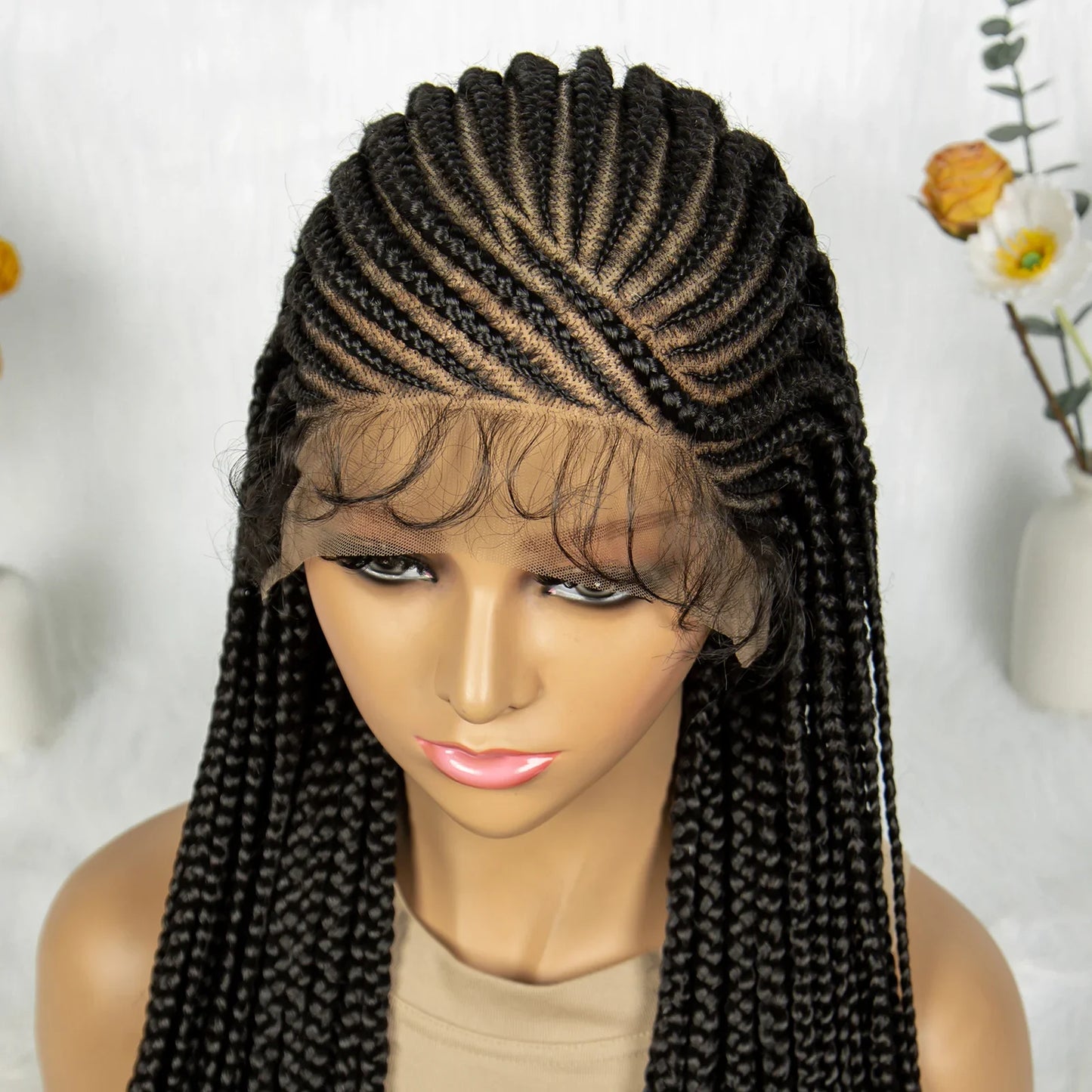 HD Transparent Full Lace Cornrow & Box Braids Wig