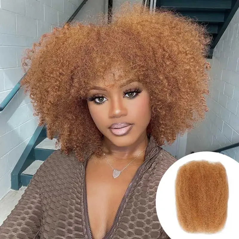 Brazilian Afro Kinky Bulk Human Hair for Braiding - Remy Hair Bundles (Natural Black)