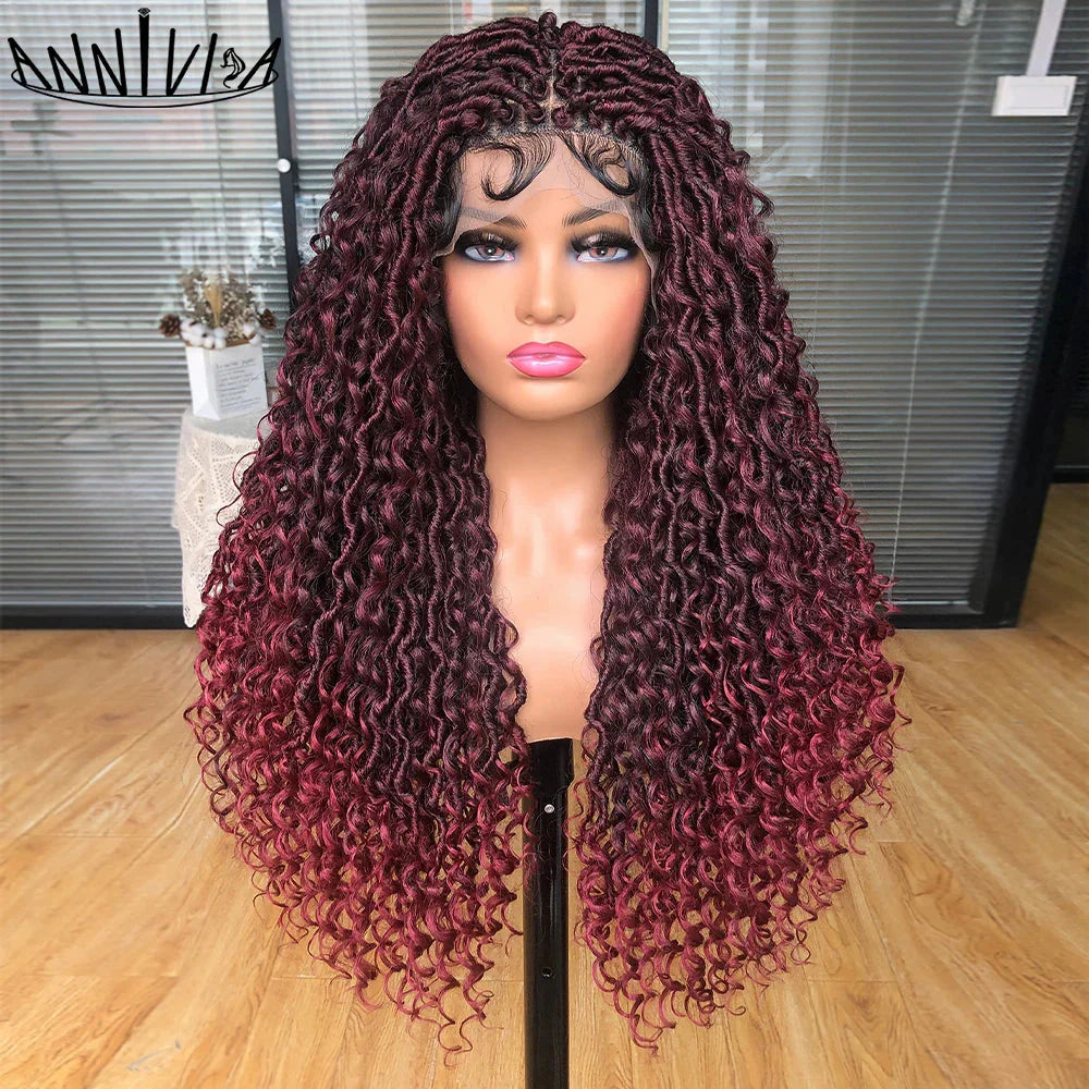Luxurious Goddess Faux Locs Wig | Full Lace Braid with Baby Hair | Bohemian Twist Crochet Curls | Kanekalon Synthetic Wig for Black Women