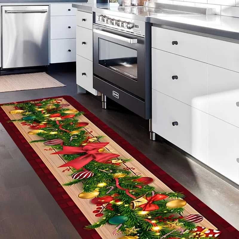 VIKAMA Christmas Carpet Long Carpet Hallway Rug Soft Living Room Carpet Rug For Bedroom Doormat Welcome Mat Christmas Decoration