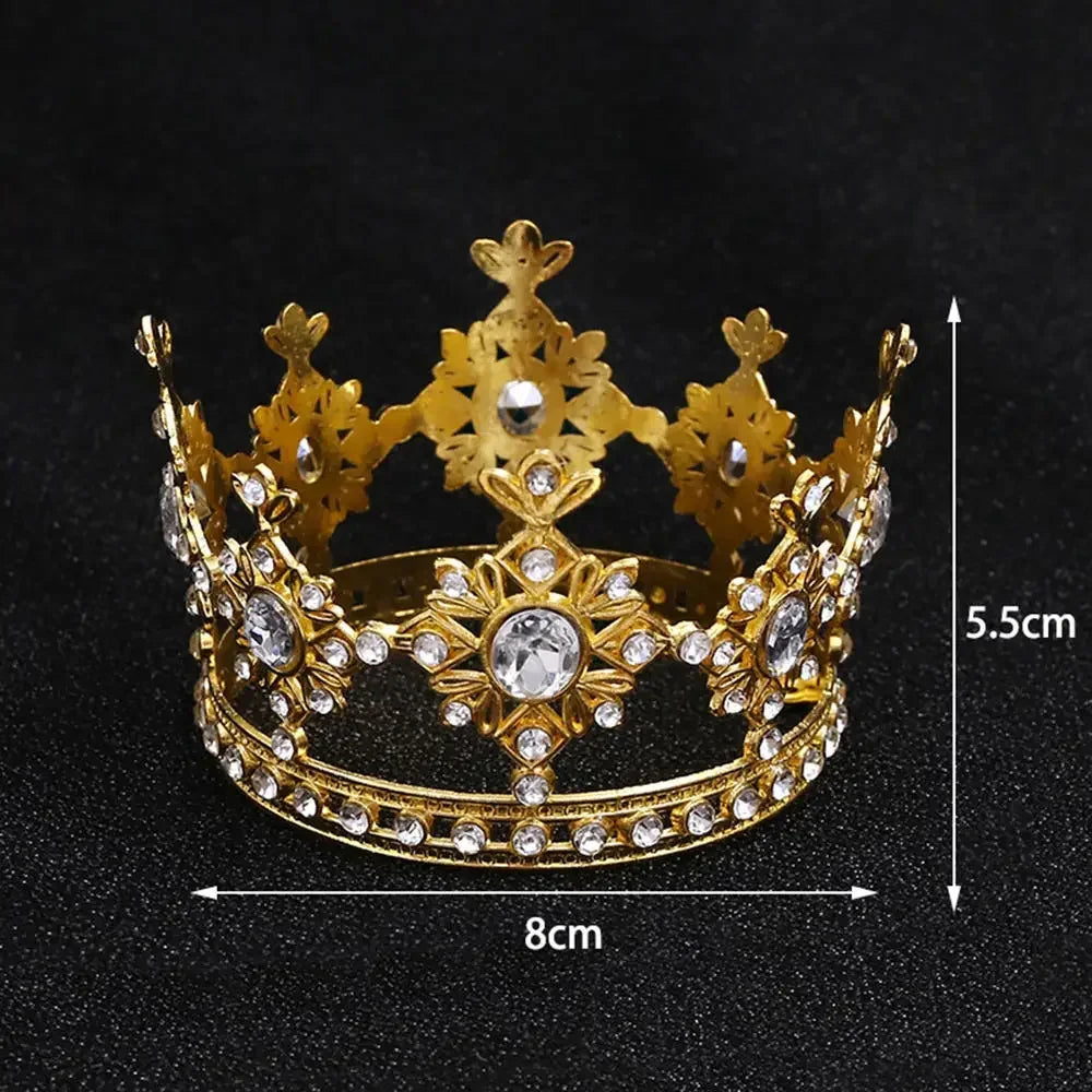 Rhinestone Crown Baking Cake Topper Headwear Decoration Children's Hair Accessories Princess Wedding Birthday Party Supplies New