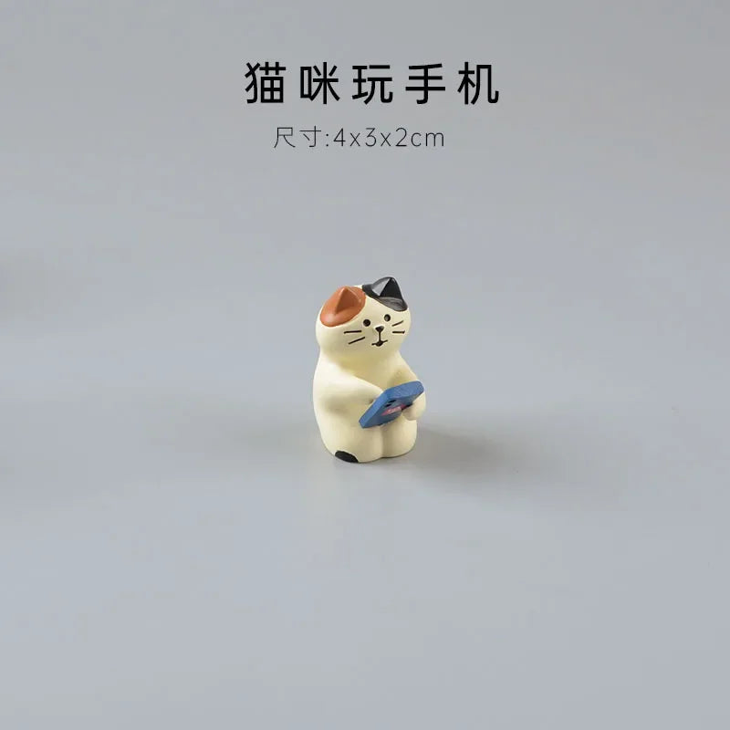 1pc Cartoon Cat Frog Bear Yellow Chair Computer Model Office Ornament Mini Home Decor Crafts Accessories Desktop Figurines Gift