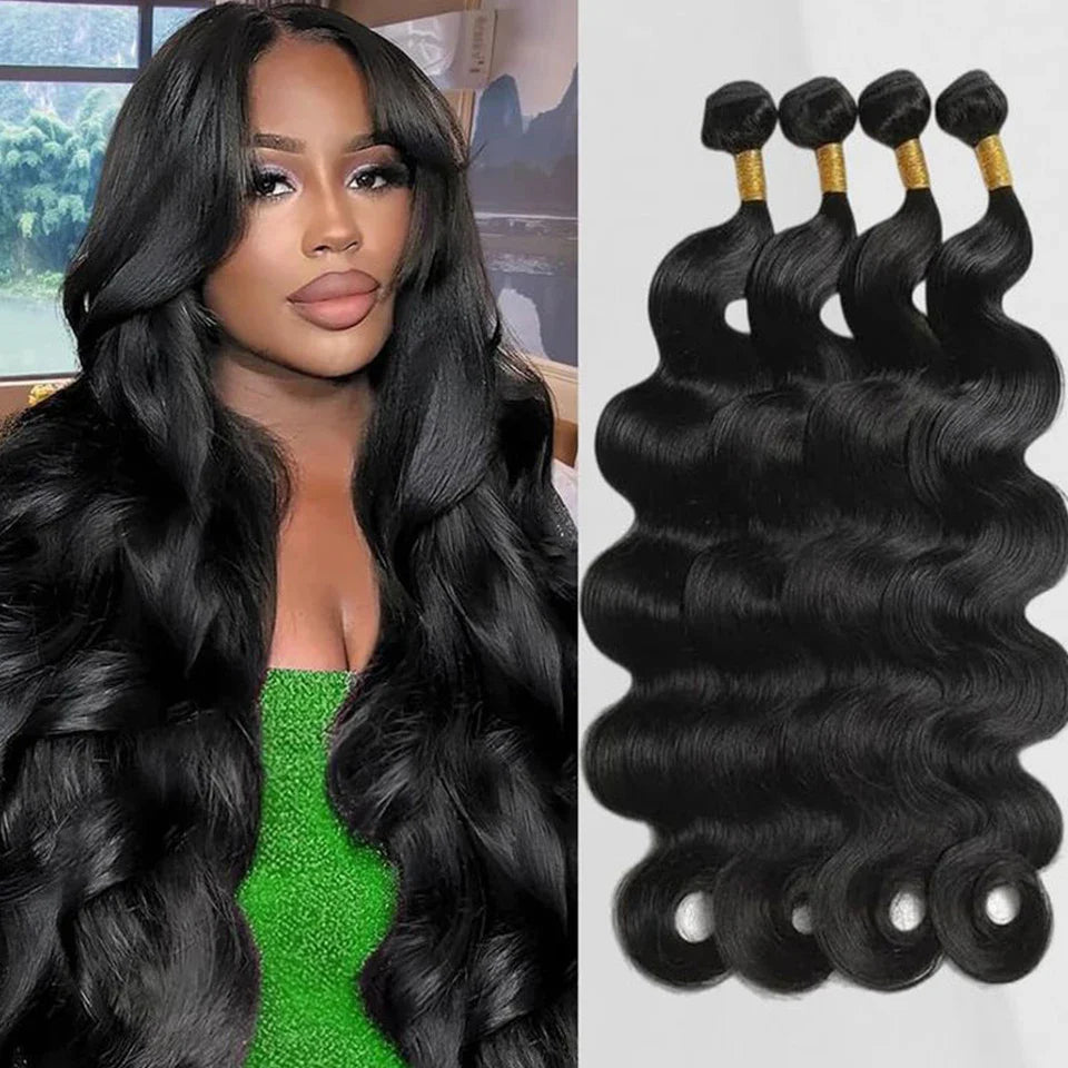 Malaysian Body Wave Human Hair Bundles | Remy Weave Extensions (8-36 Inch, 1/3/4 Pcs)