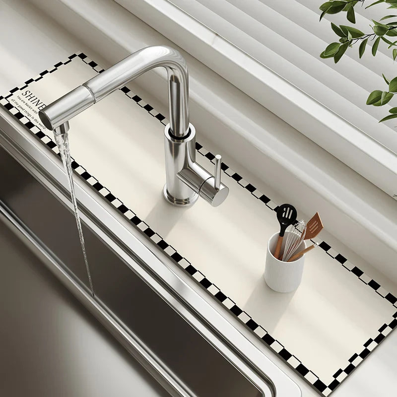 Sink Faucet Mat Kitchen Mat Drainage Mat Absorbent Table Mat Diatom Mud Bathroom Non-Slip Mat Waterproof Countertop Protection