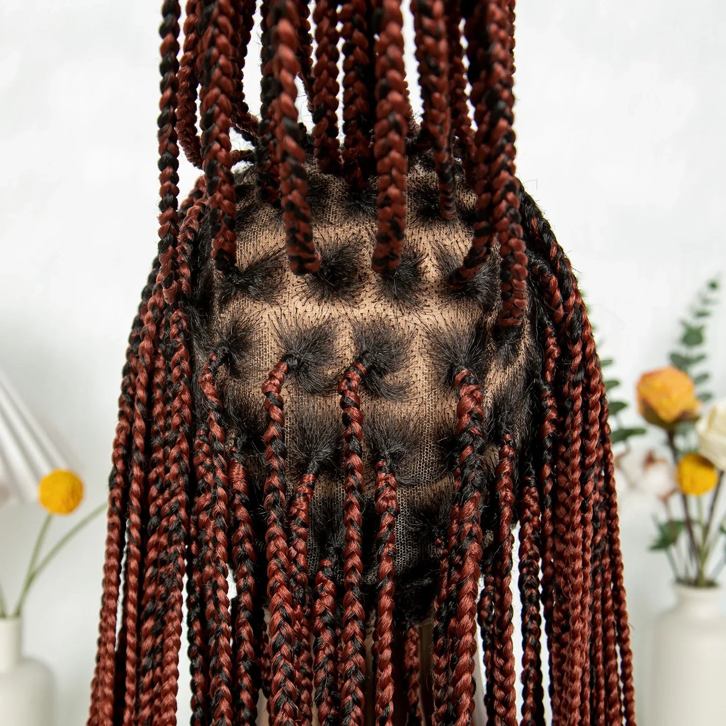 KIMA Box Braided Wig Synthetic Full Lace Braided Wig Cornrow Braids Wig With Baby Hair Transparent Lace Knotless Faux Locs Wig
