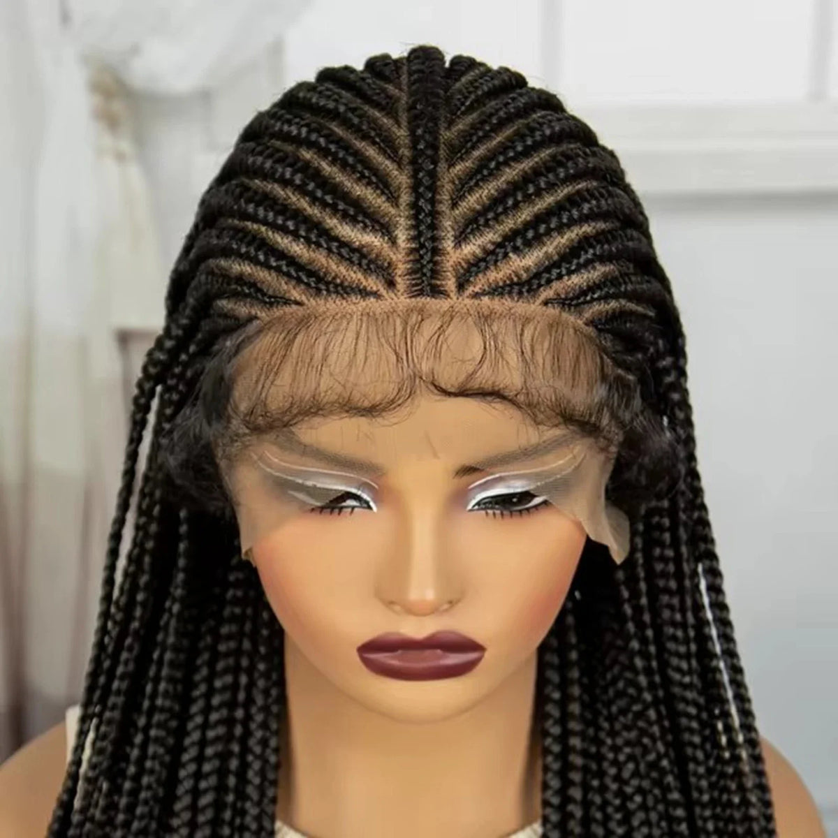 36" Cornrow Knotless Braids Wig | Full Lace Frontal | Baby Hair