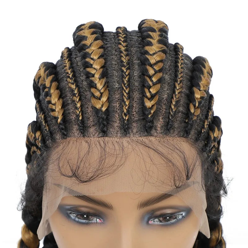 36" Jumbo Dutch Twins Cornrows Wig | Full Lace Front | Synthetic Braids | Black Women