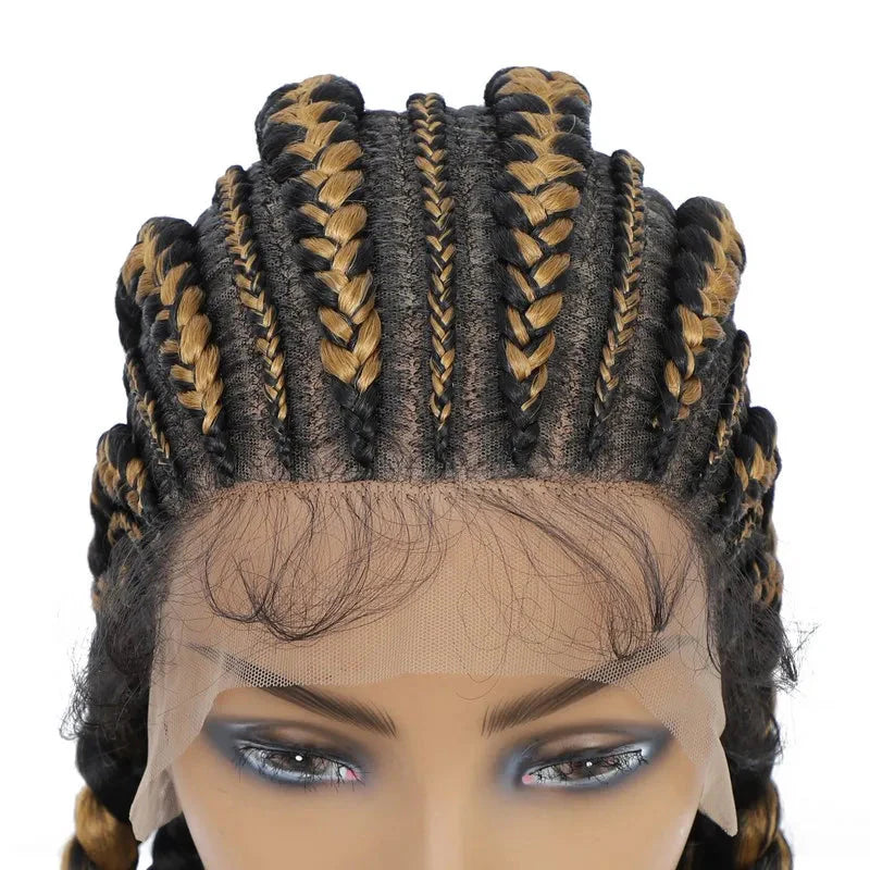 36" Jumbo Dutch Twins Cornrows Wig | Full Lace Front | Synthetic Braids | Black Women