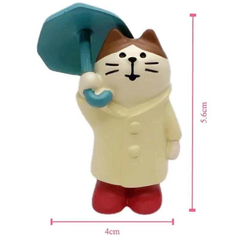 Cat Resin Decoration Crafts Rain Scene Frog Small for Desk Decoration Ornaments Craft Toys Collection Gifts Wholesales 2024 New