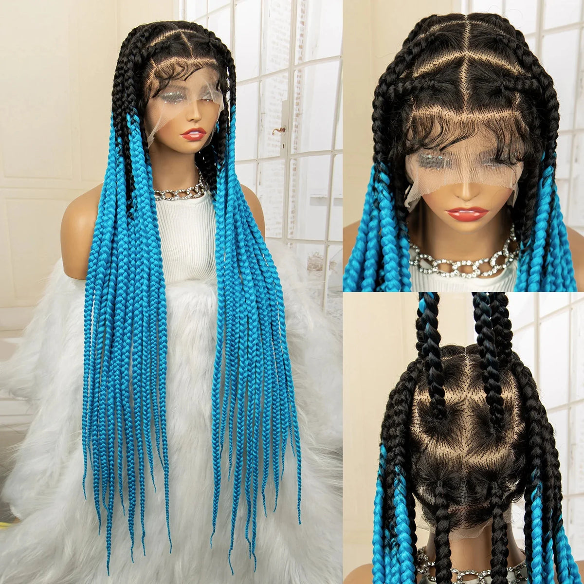 Jumbo Cornrow & Knotless Box Braids Wig | Full Lace | Baby Hair | Black Women