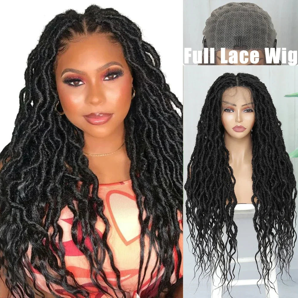 IPARTY 32" Knotless Faux Locs Wig | Full Lace Goddess Braids