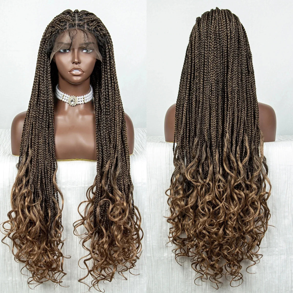 36" 613 Blonde Braided Wig | Lace Front | Baby Hair | Colored Braids