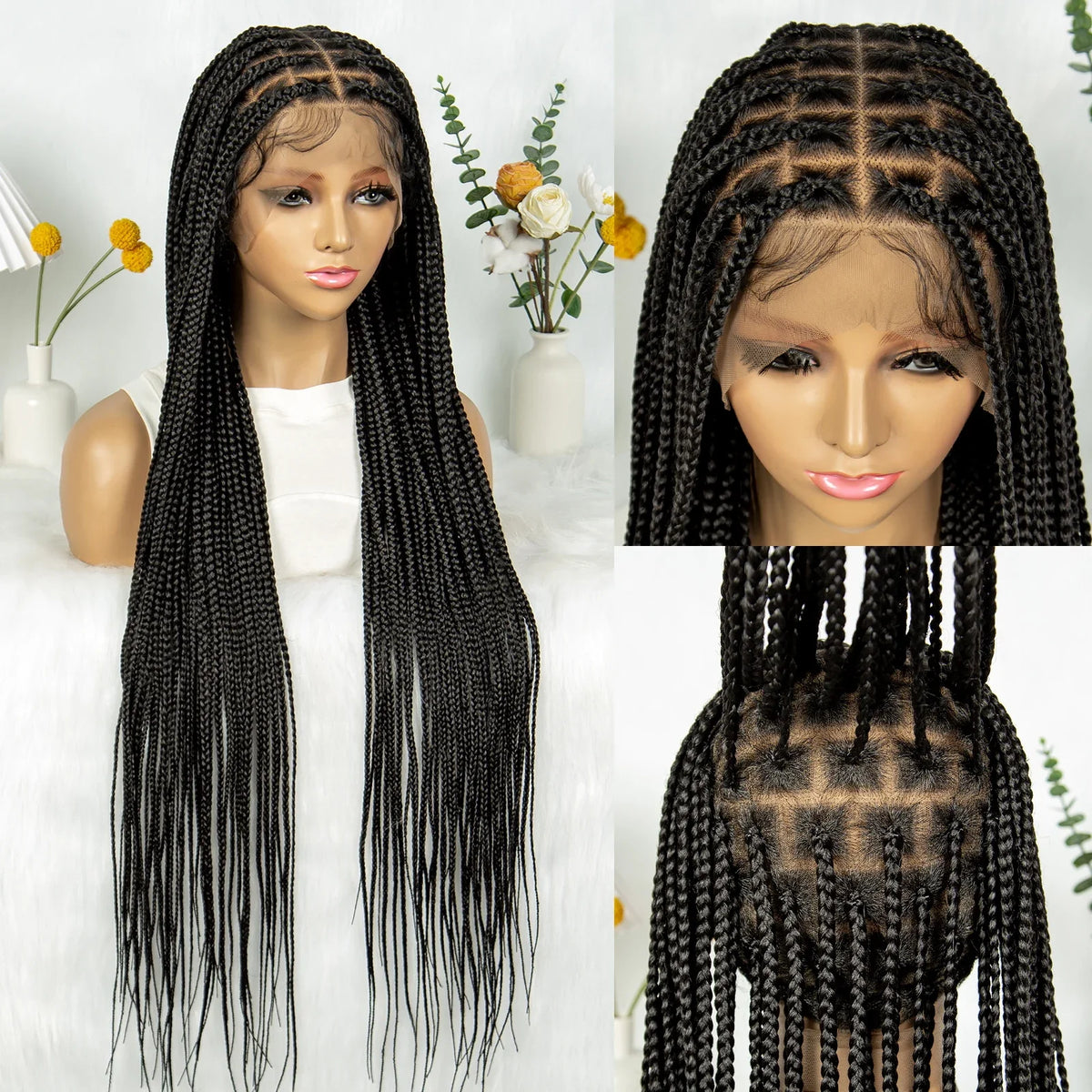 New HD Goddess Box Braids Wig | Transparent Full Lace Crochet