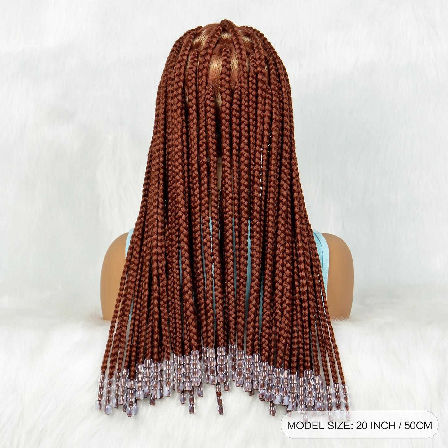 Ginger Beaded Knotless Braids Wig | Full Lace Frontal | 350#