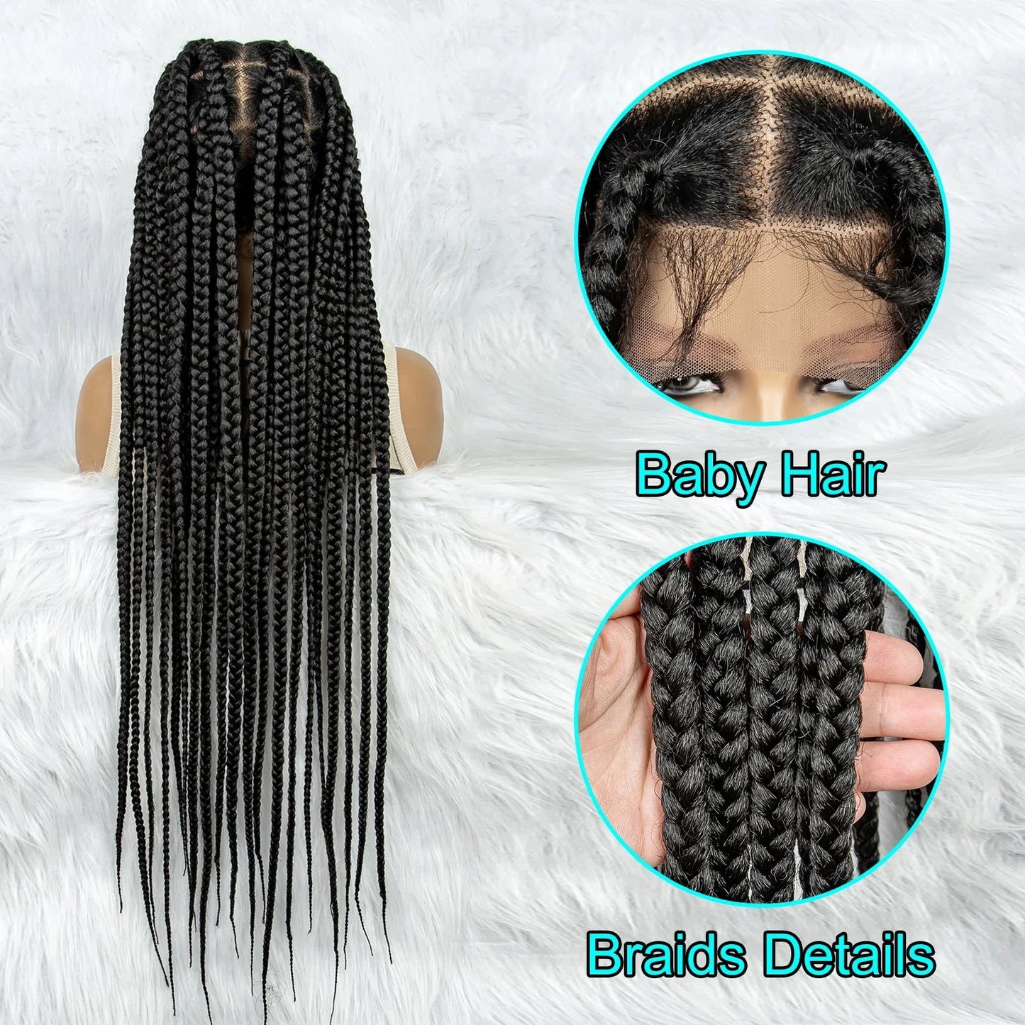 HD Lace Knotless Square Box Braids Wig | Full Lace | Baby Hair | Black Women