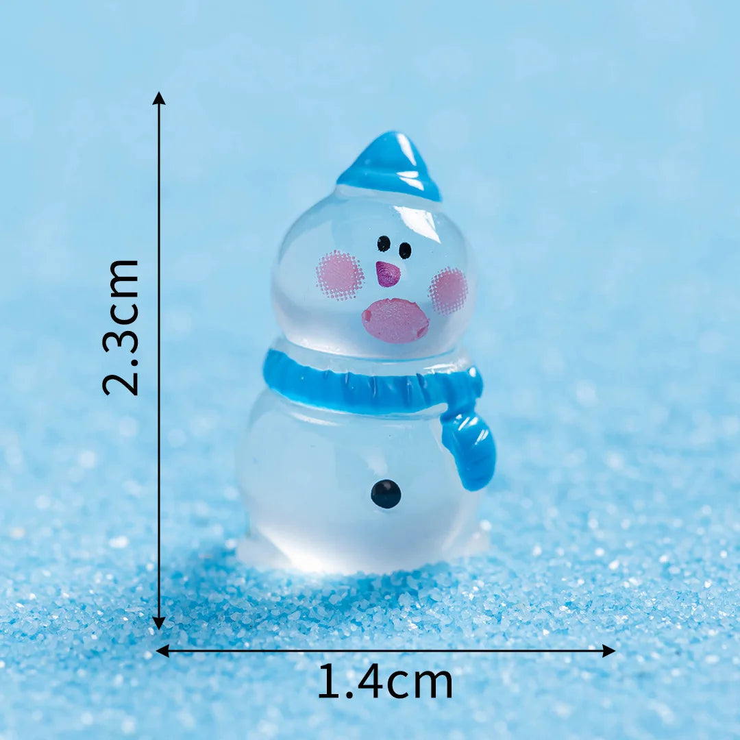 10/50 Luminous Gift Box Snowman Terrarium Dollhouse Fairy Garden Figures Micro Landscape Ornaments Figurines Christmas Miniature
