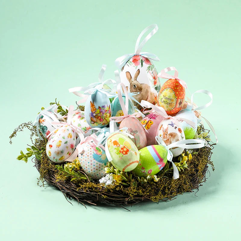6 Pcs Easter Eggs Bunny Easter Decoration Basket 7 Cm Foam Eggs Home Decor Festoons Hen Party Room Deco Easter Decoration 2024