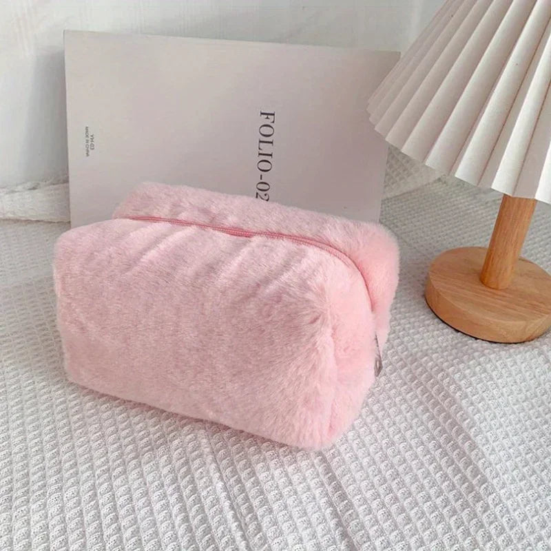 Comfortable Winter Plush Cosmetics Storage Bag - Portable Cosmetics Storage Bag Tote Bag, Stationery Pencil Case