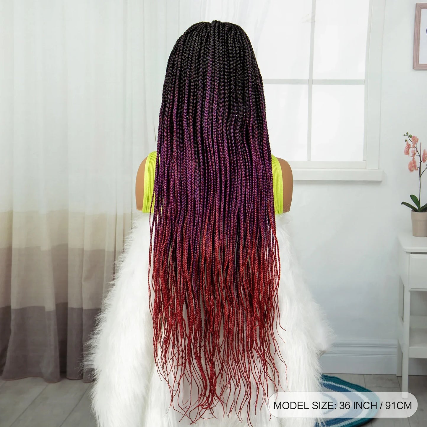 36" Ombre Knotless Braids Wig | 1B/27 | 9x6 Lace Front | Baby Hair