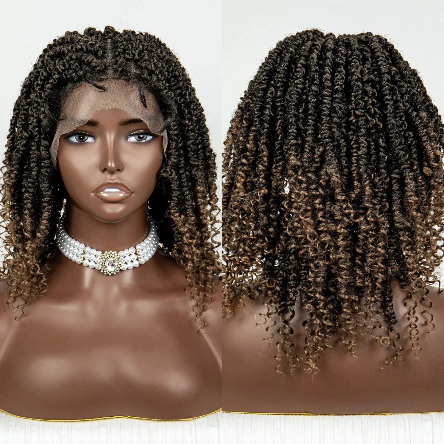 Short Curly Crochet Braided Wig with Baby Hair | Knotless Lace Front Wig for Black Women | Synthetic Braids