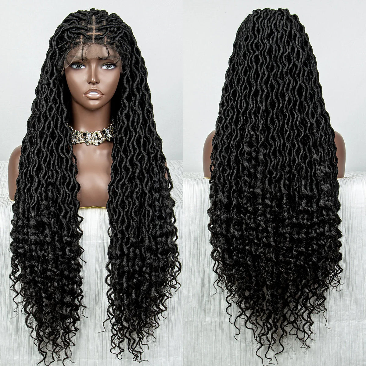 Colorful Dreadlocks & Water Wave Braids Wig | Lace Front | Baby Hair